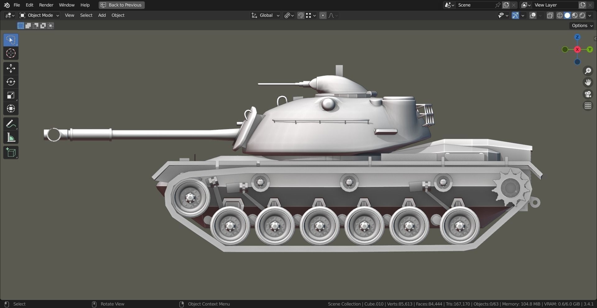 M48 Patton TANK BASE MESH Low-poly 3D model_6