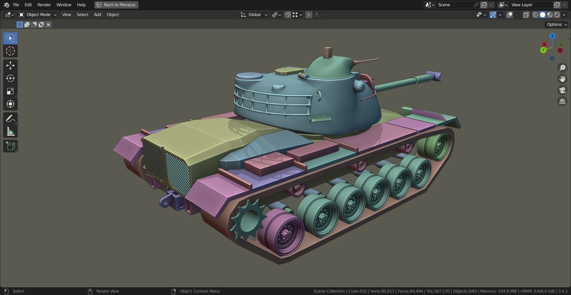M48 Patton TANK BASE MESH Low-poly 3D model_3
