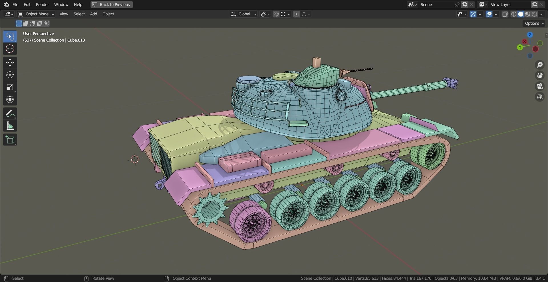 M48 Patton TANK BASE MESH Low-poly 3D model_11