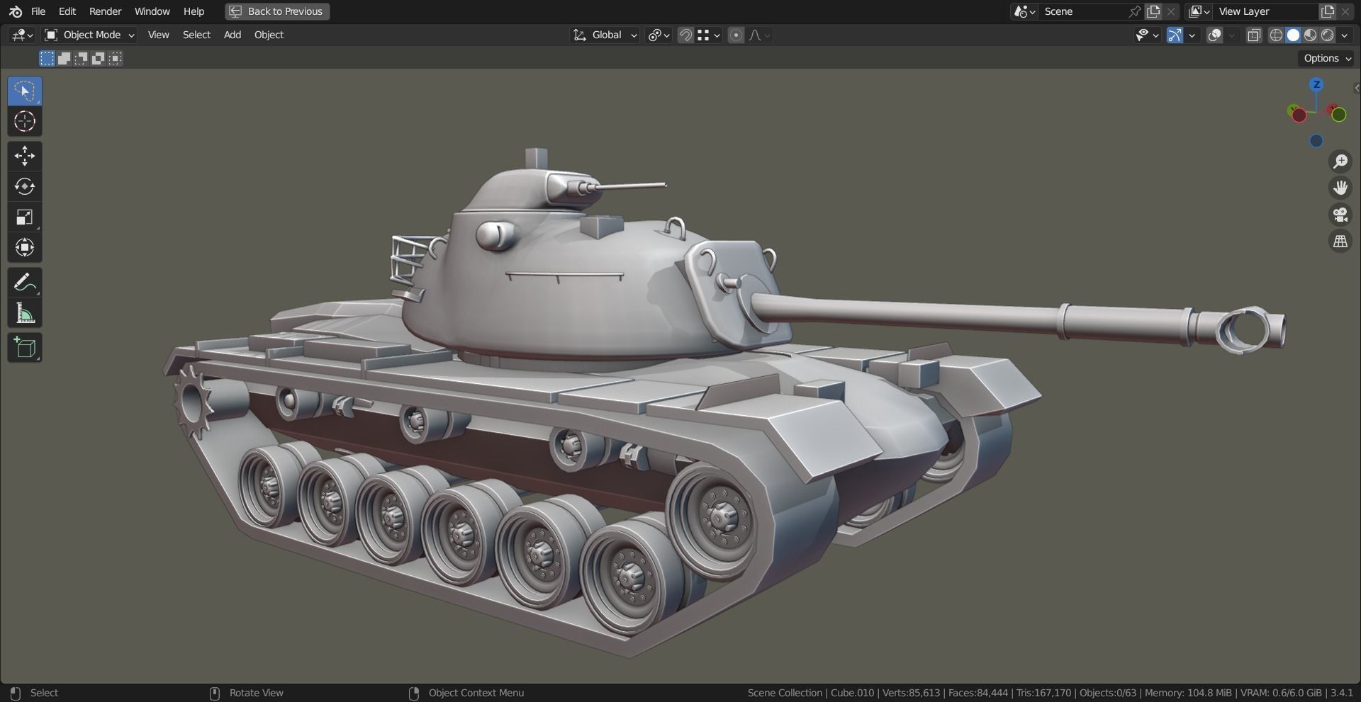 M48 Patton TANK BASE MESH Low-poly 3D model_2