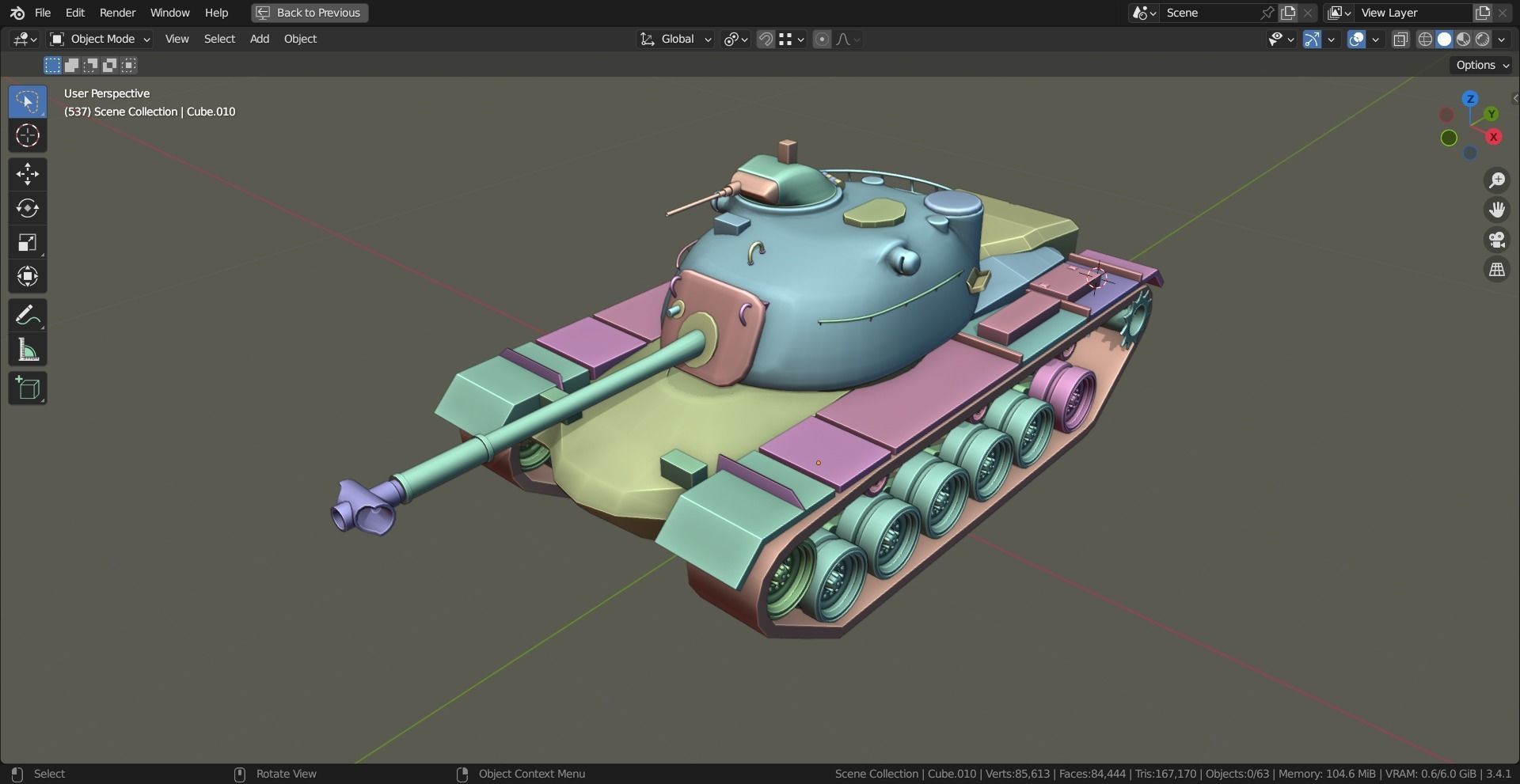M48 Patton TANK BASE MESH Low-poly 3D model_5
