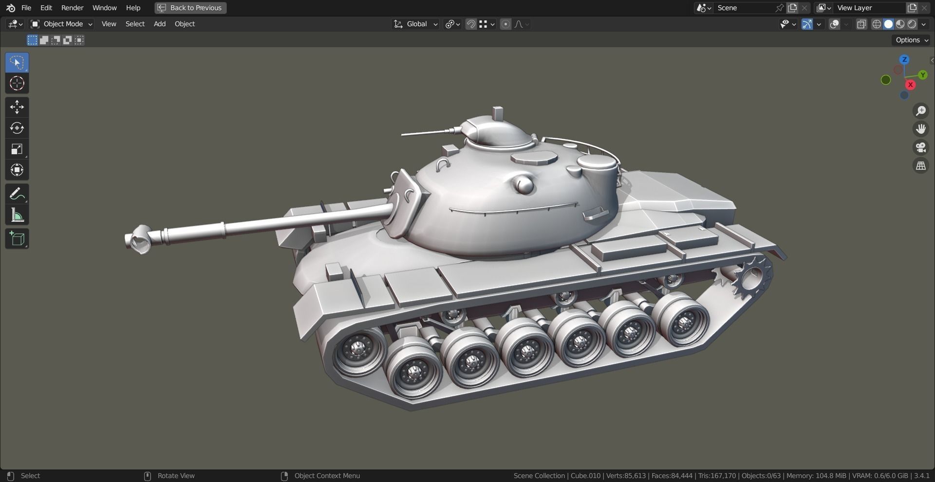 M48 Patton TANK BASE MESH Low-poly 3D model_1