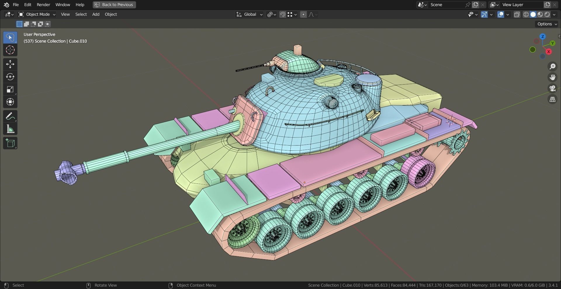 M48 Patton TANK BASE MESH Low-poly 3D model_9