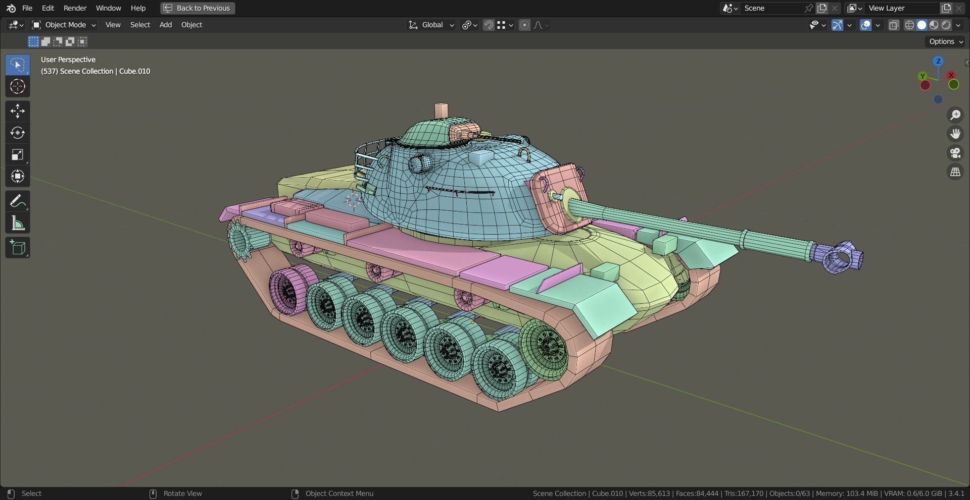 M48 Patton TANK BASE MESH Low-poly 3D model_12