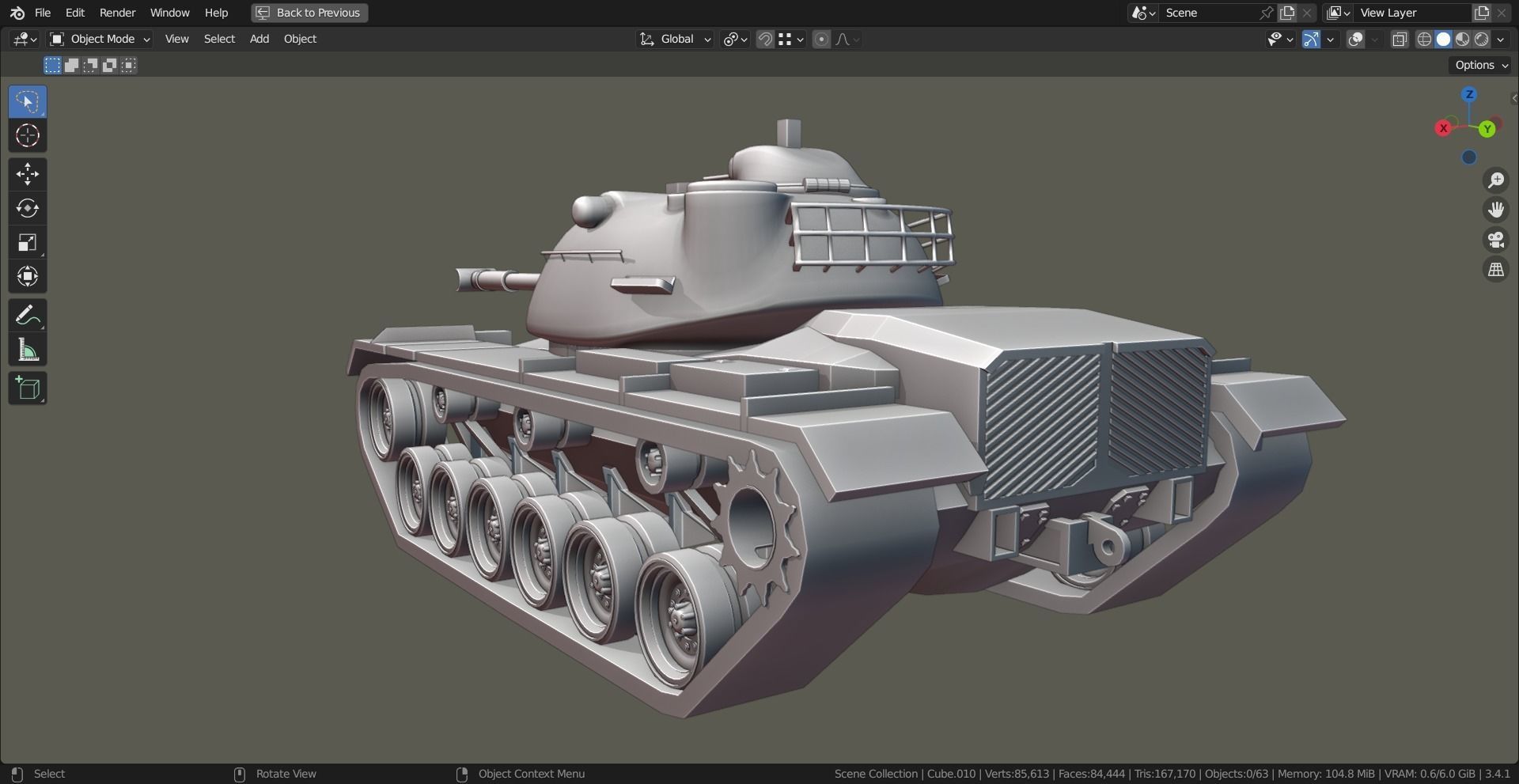 M48 Patton TANK BASE MESH Low-poly 3D model_8