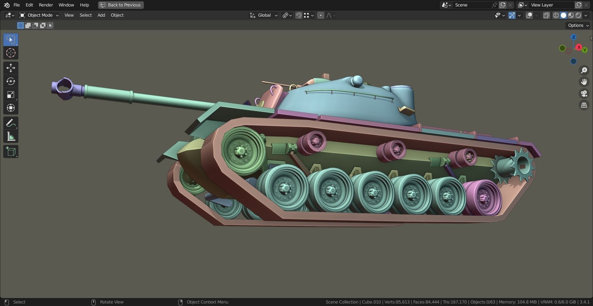 M48 Patton TANK BASE MESH Low-poly 3D model_4
