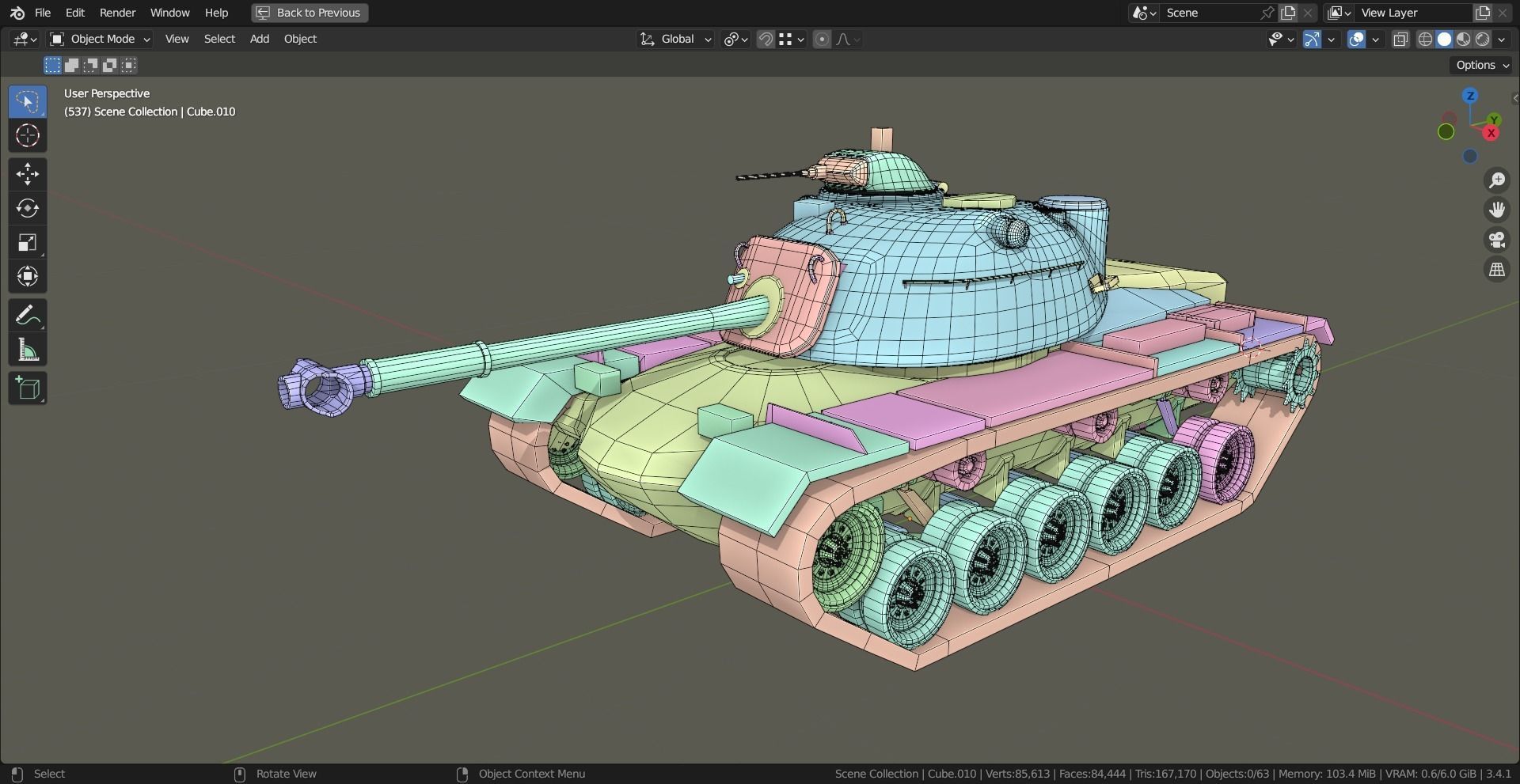 M48 Patton TANK BASE MESH Low-poly 3D model_13