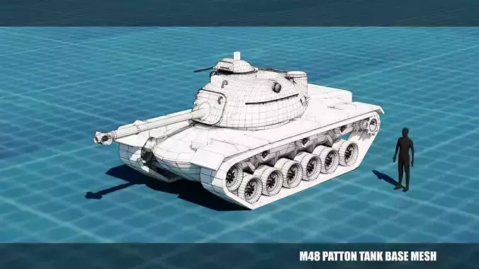 M48 Patton TANK BASE MESH Low-poly 3D model