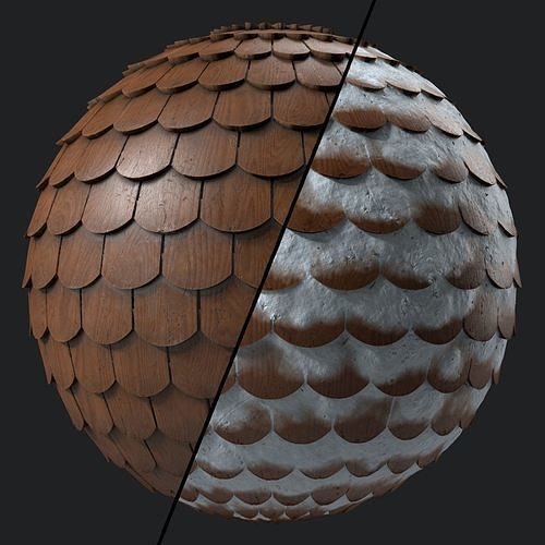 Roof Tile Materials 81- Wooden Roofing By Sbsar Seamless Pbr Texture