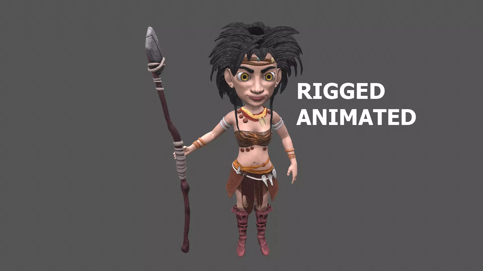 Wild Cartoon Girl Free low-poly 3D model