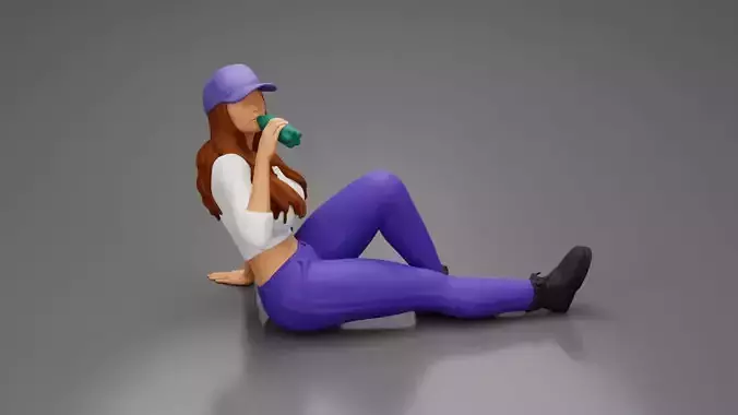 Tired woman mechanic in cap sitting and drinking water