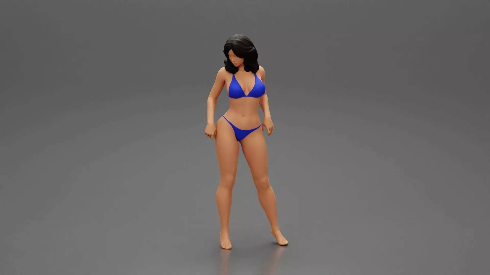 girl in posing standing on the beach 3D print model
