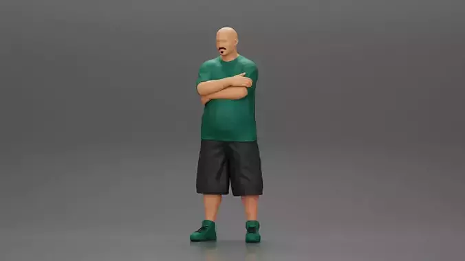 Fat Gangster standing and folding one s arms