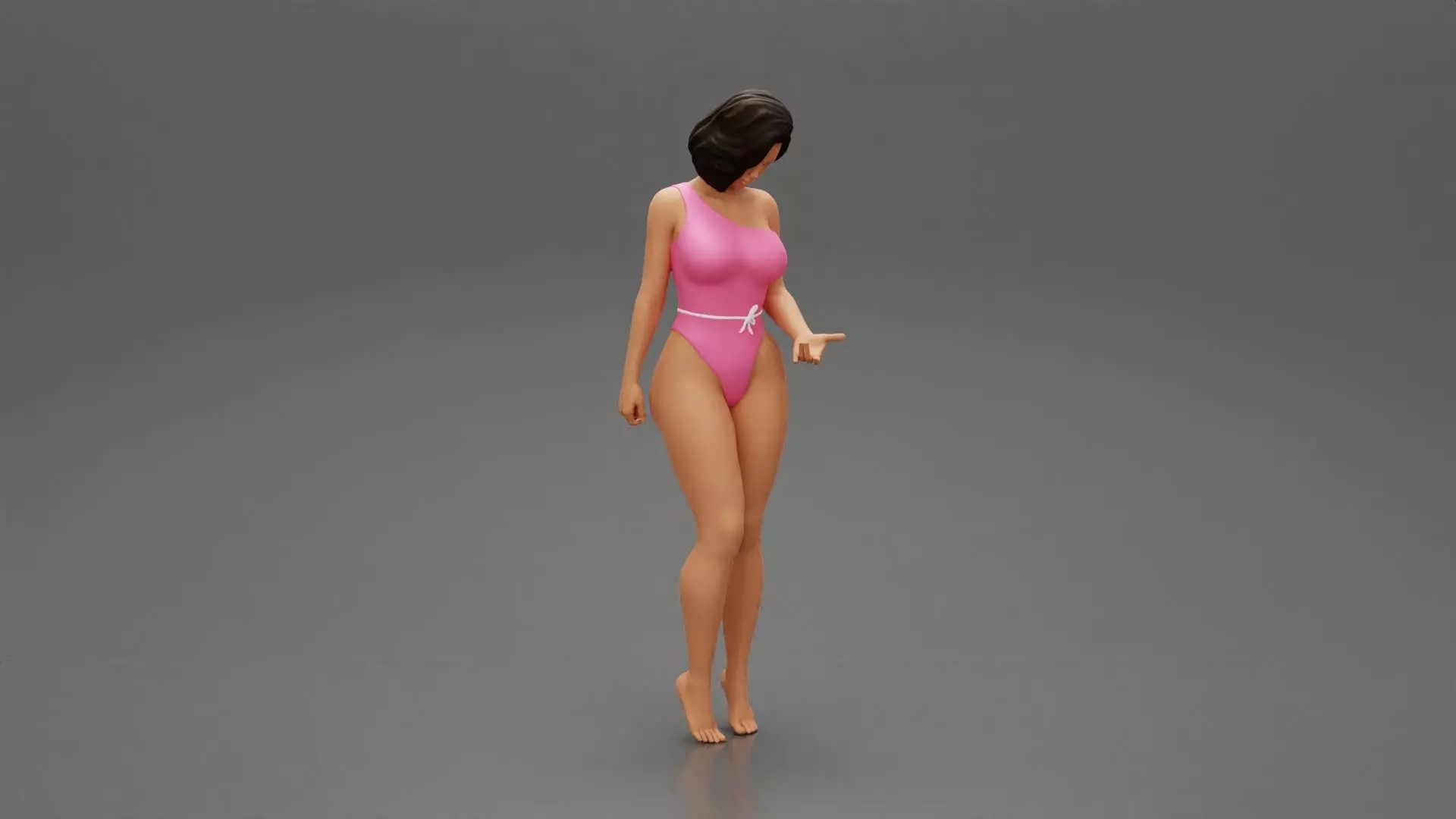 Beautiful girl in onepiece standing on the beach 3D print model