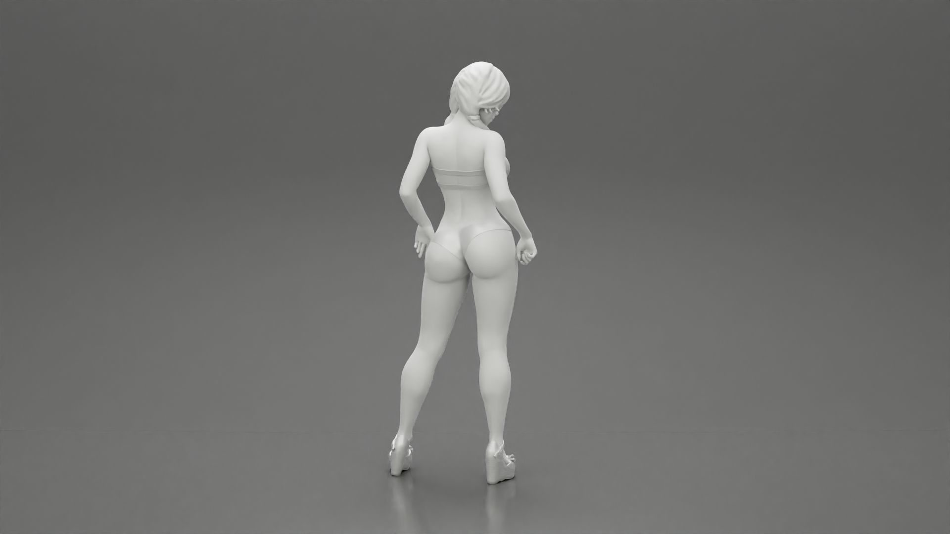 sexy girl in bikini and heels posing standing on the beach 3D print model_8