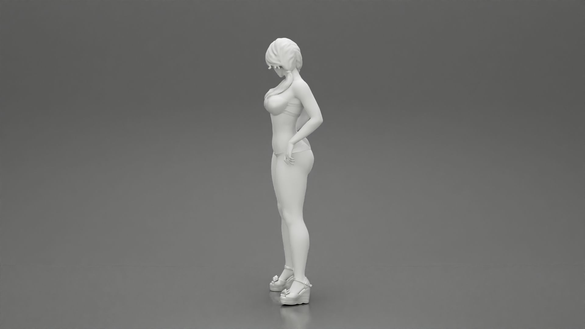 sexy girl in bikini and heels posing standing on the beach 3D print model_10