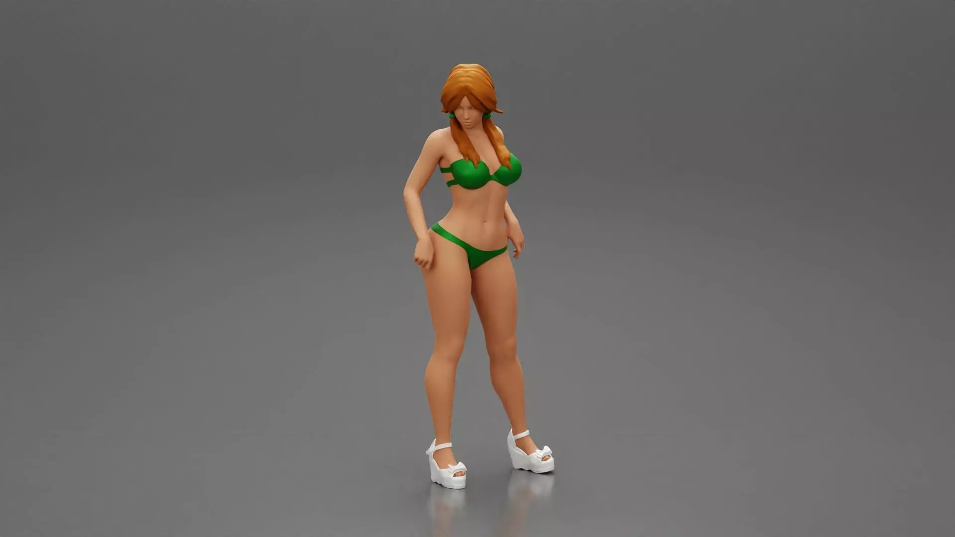 sexy girl in bikini and heels posing standing on the beach 3D print model_0