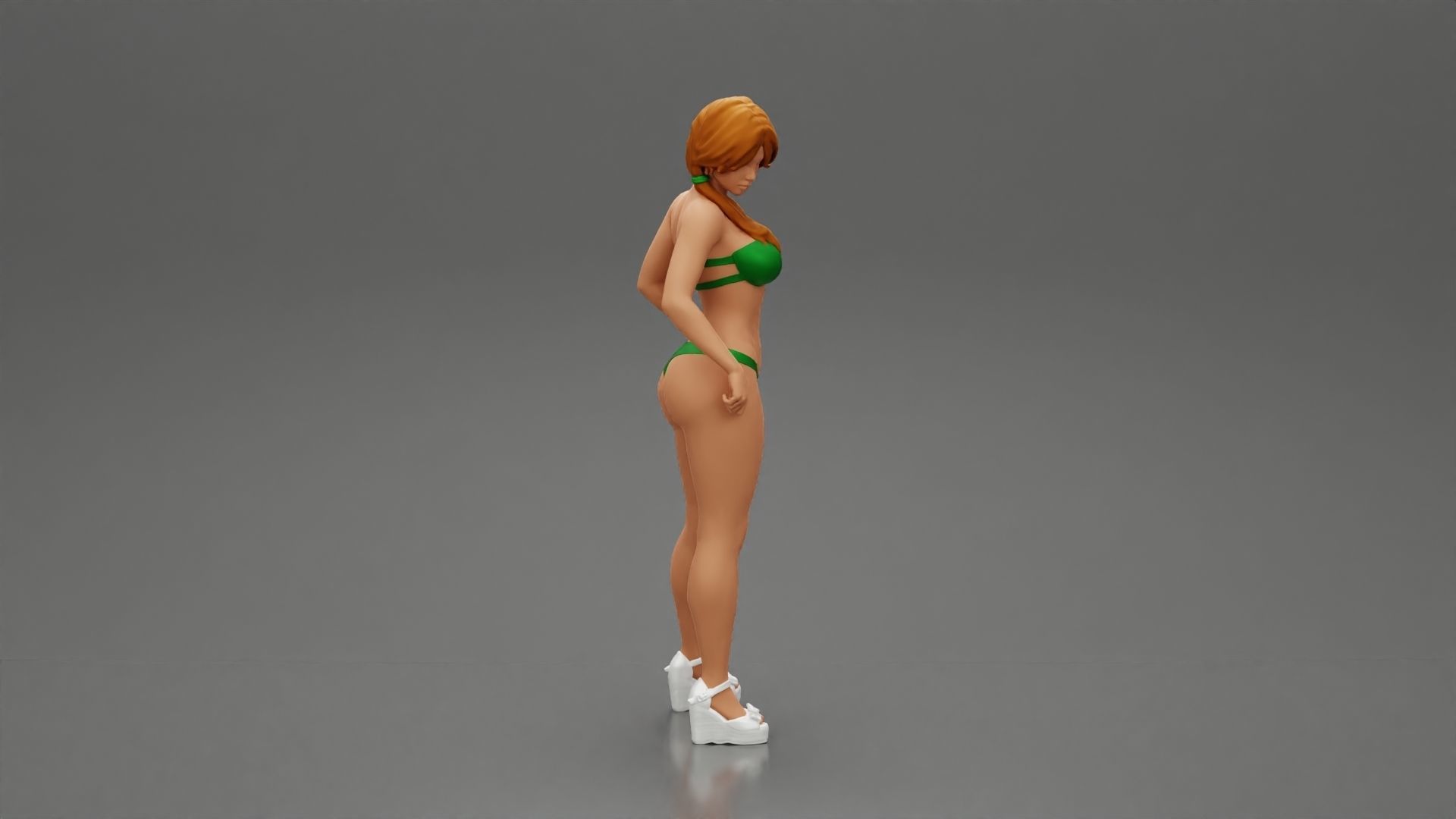 sexy girl in bikini and heels posing standing on the beach 3D print model_1