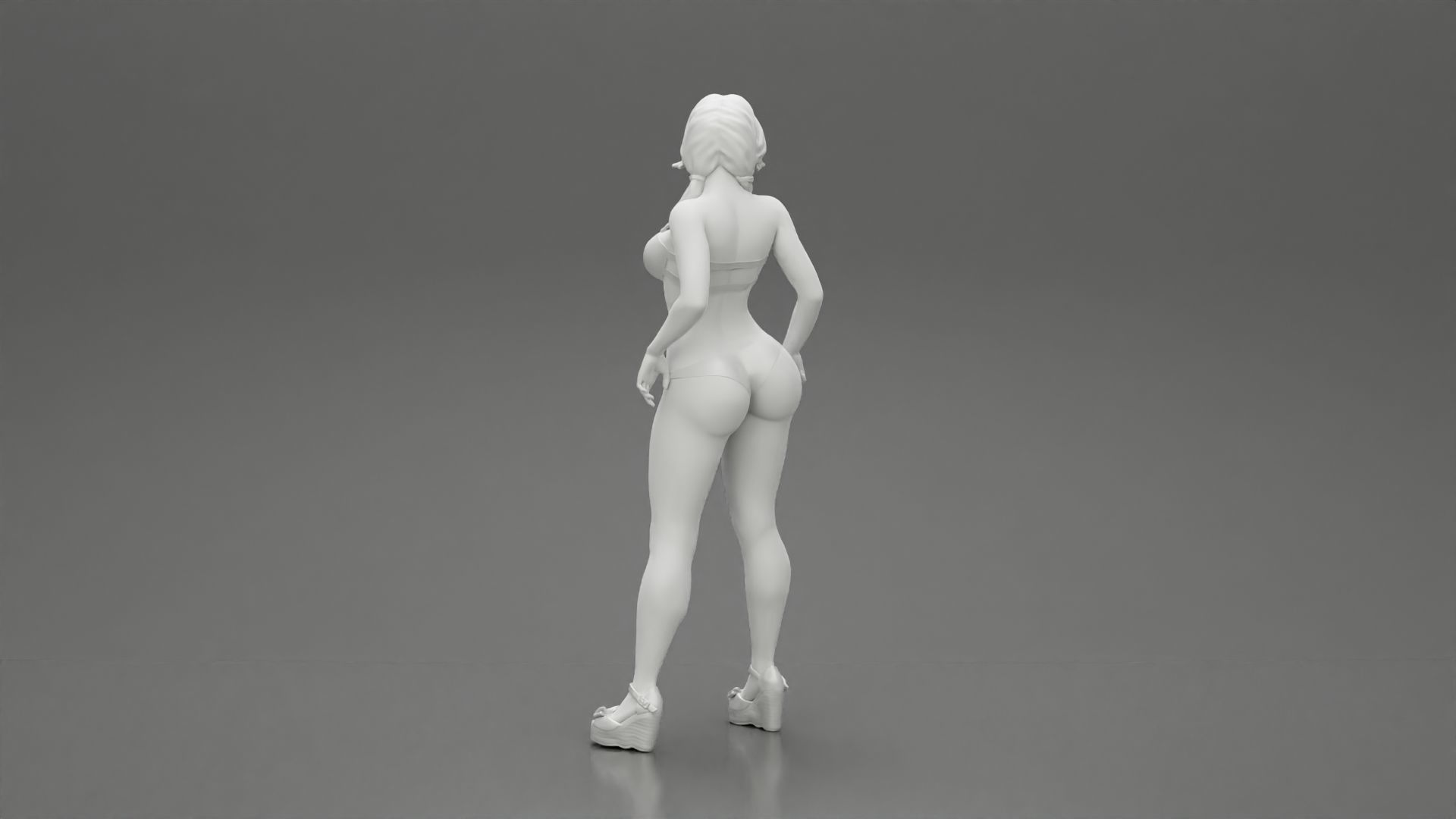 sexy girl in bikini and heels posing standing on the beach 3D print model_9