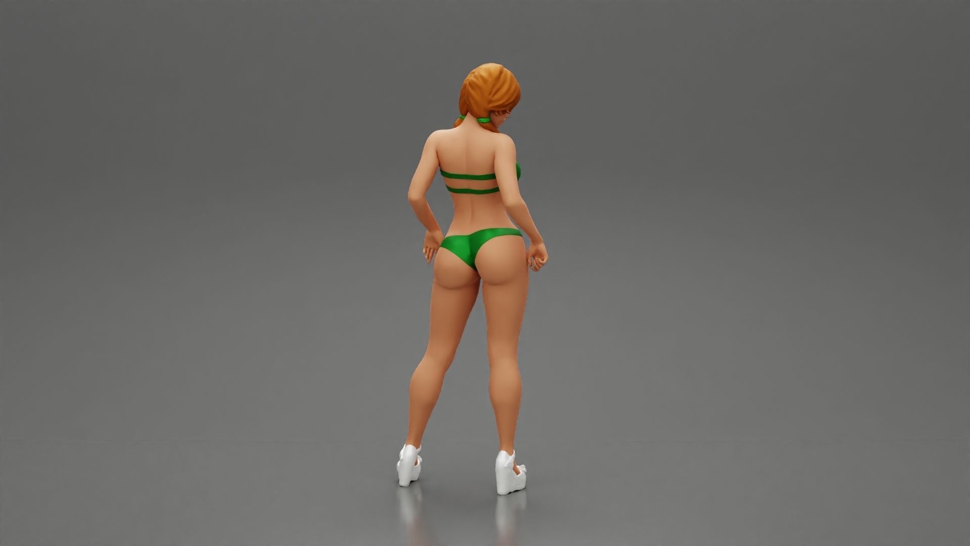 sexy girl in bikini and heels posing standing on the beach 3D print model_2