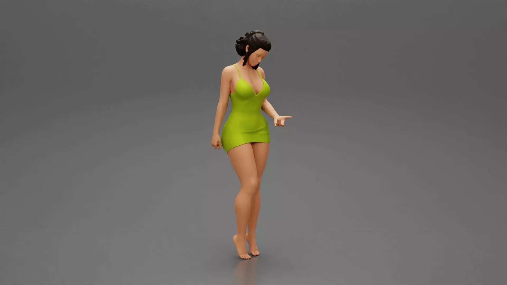 Girl standing in mini dress on the beach 3D print model