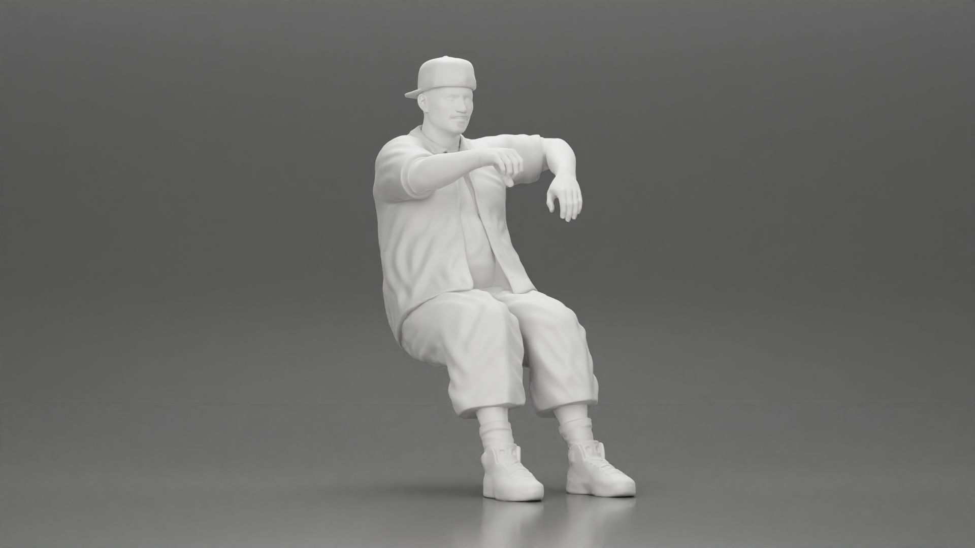 gangster in cap backwards with arm on window driving the car 3D print model_6