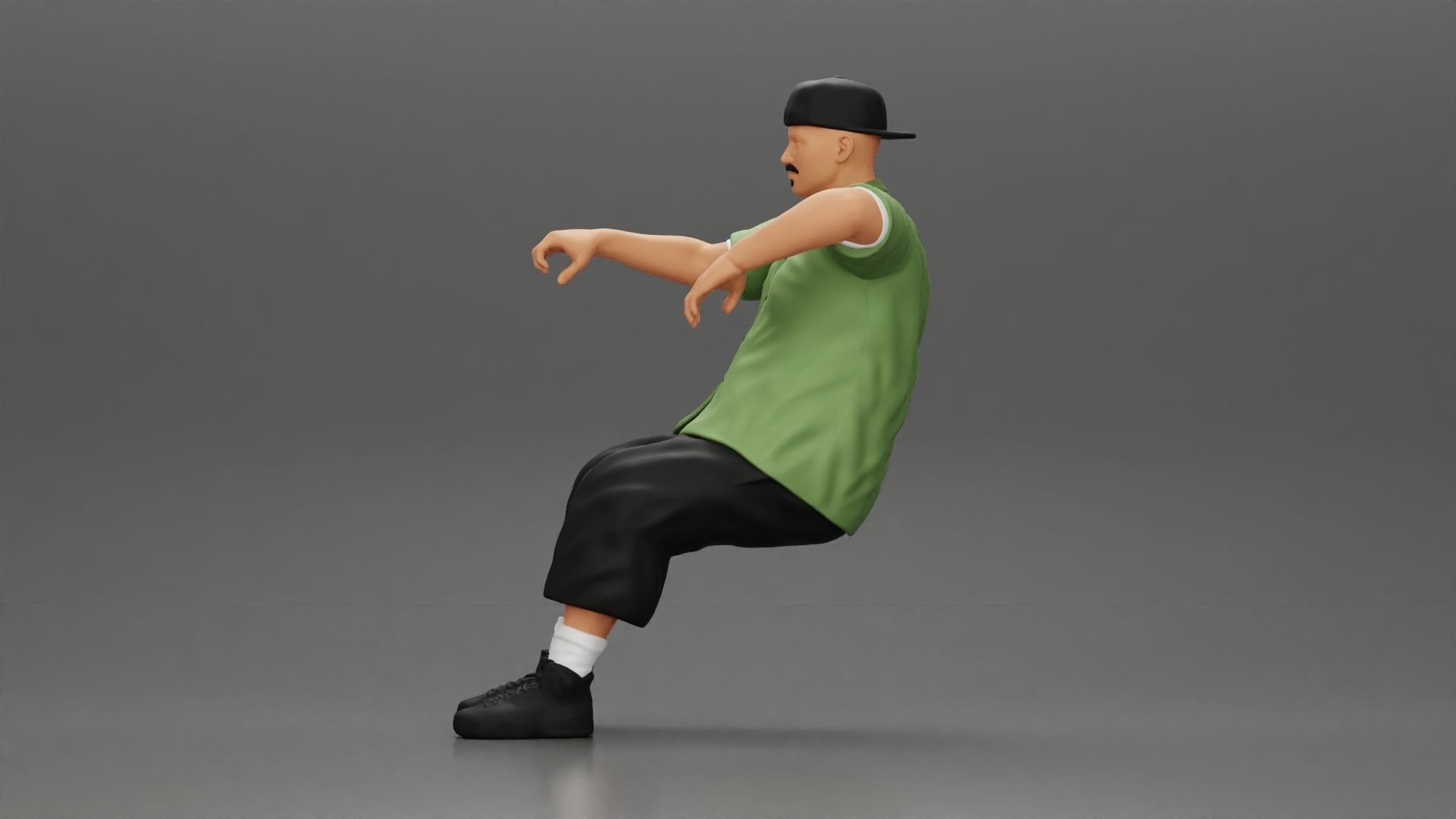 gangster in cap backwards with arm on window driving the car 3D print model_5