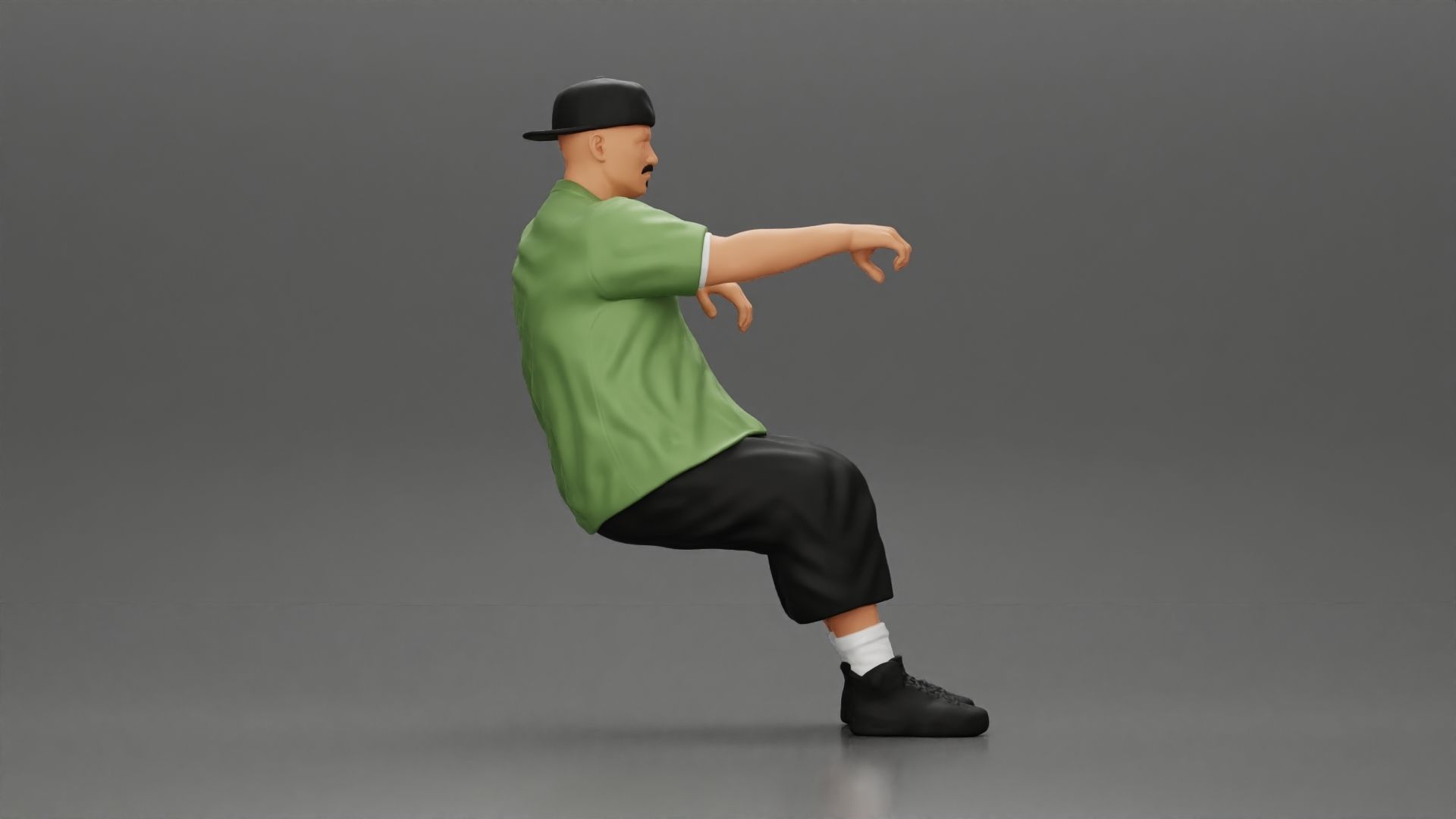 gangster in cap backwards with arm on window driving the car 3D print model_2