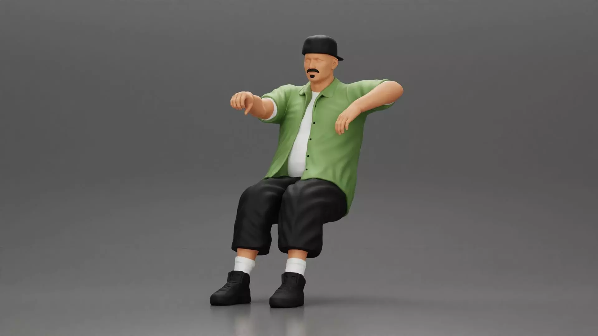 gangster in cap backwards with arm on window driving the car 3D print model_0