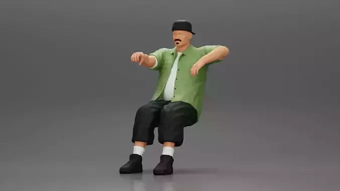 gangster in cap backwards with arm on window driving the car 3D print model