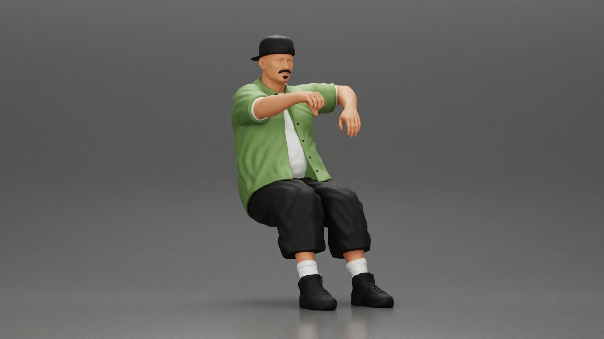 gangster in cap backwards with arm on window driving the car 3D print model_1