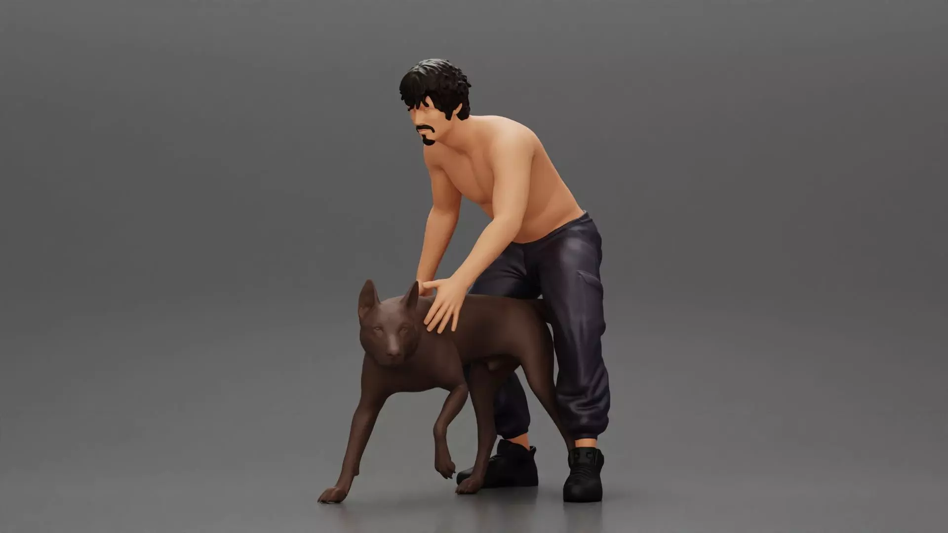 gangster homie in shorts with his dog on the street 3D print model