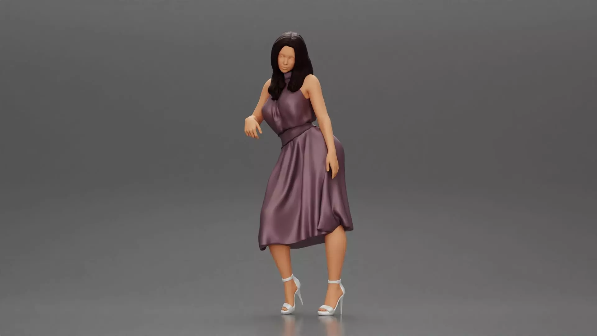 girl in dress Leaning Against Car on the beach 3D print model