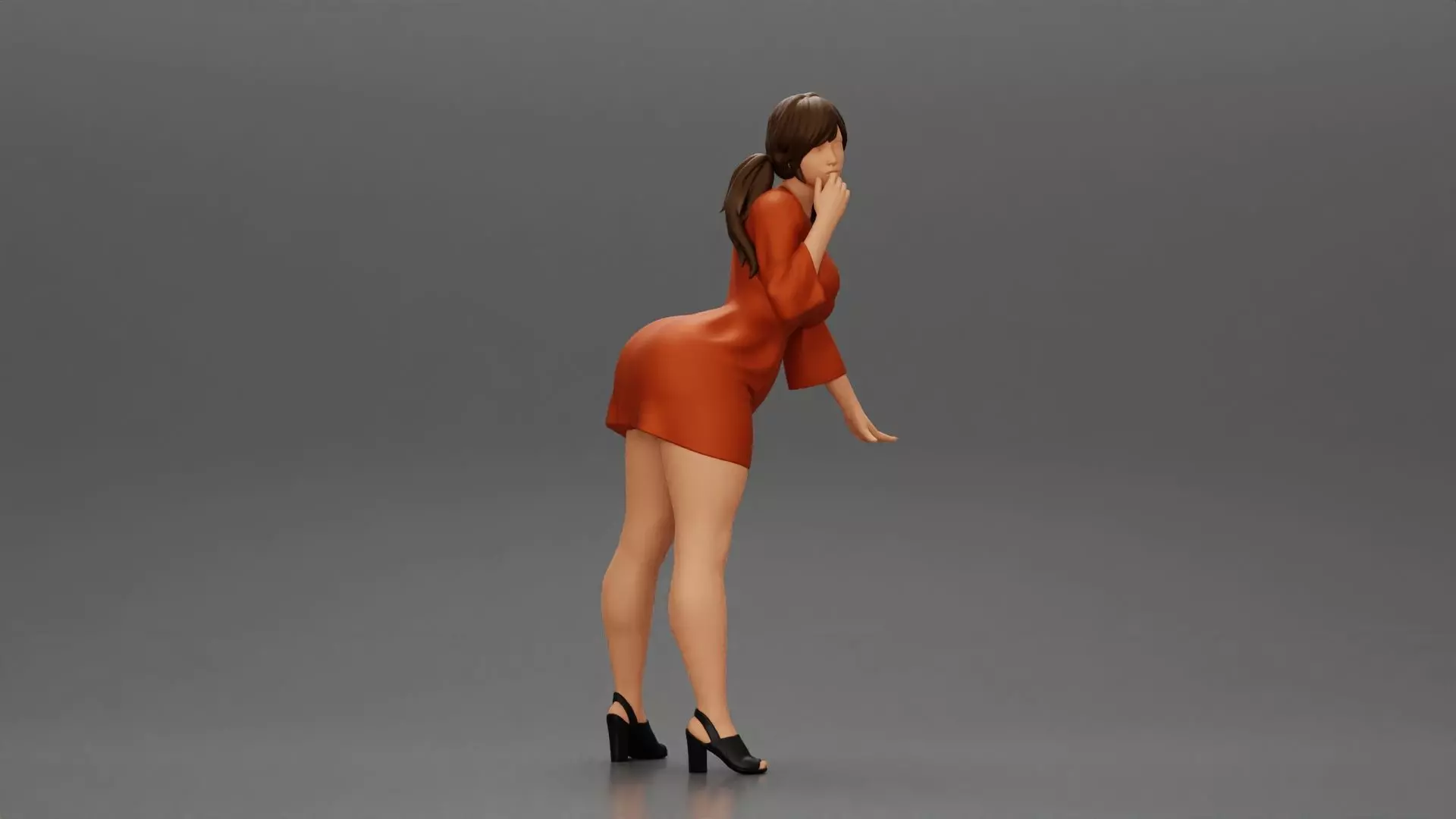 Beautiful girl in Dress Leaning on the Car 3D print model