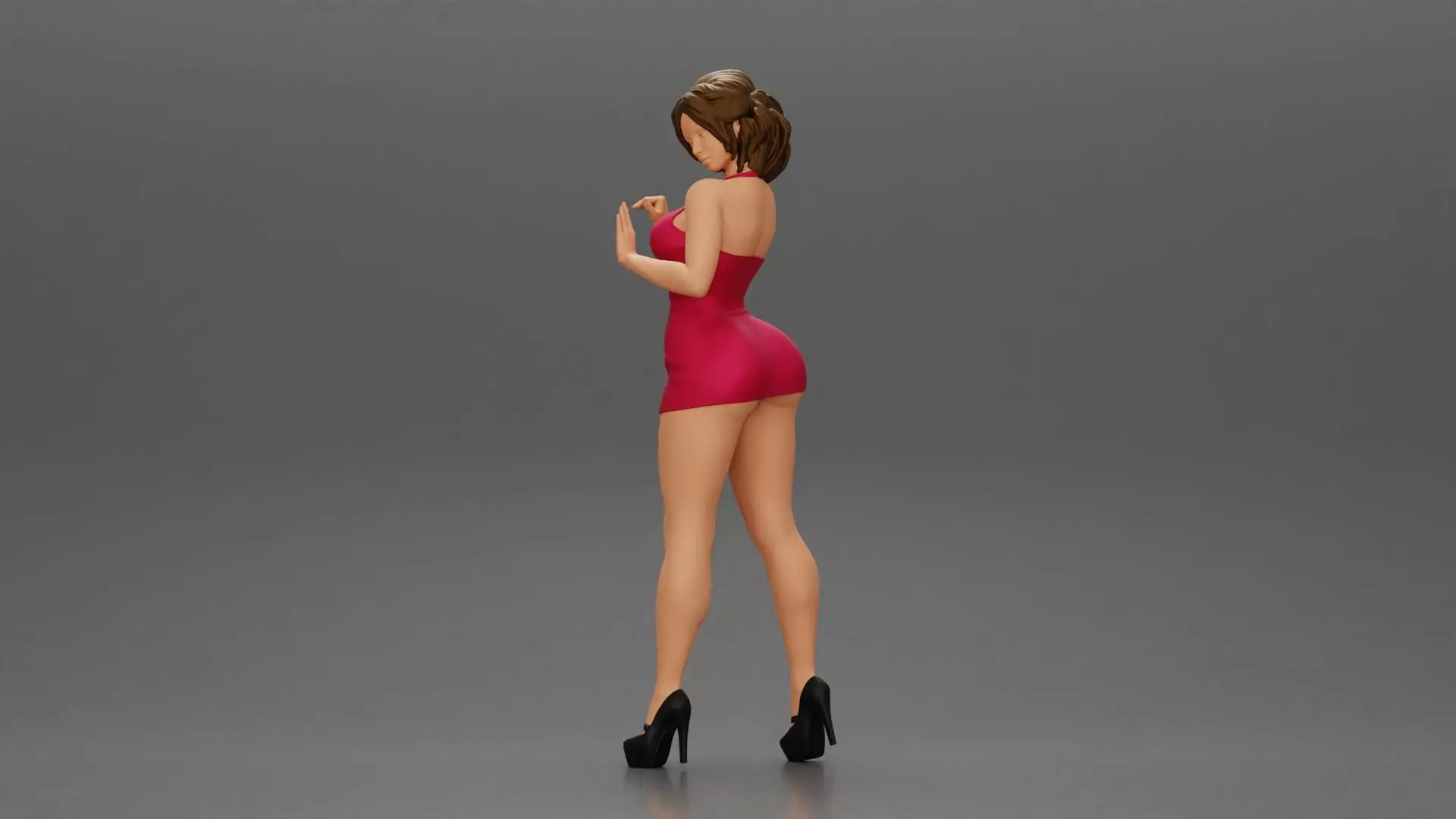 Attractive girl in mini dress and heels Leaning Against car 3D print model