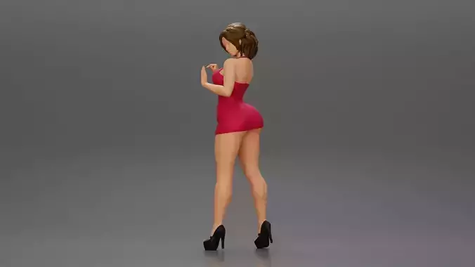 Attractive girl in mini dress and heels Leaning Against car