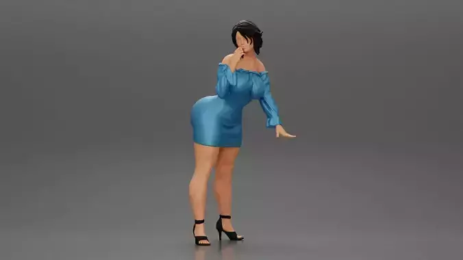 Beautiful girl in Dress and heels Leaning on the Car