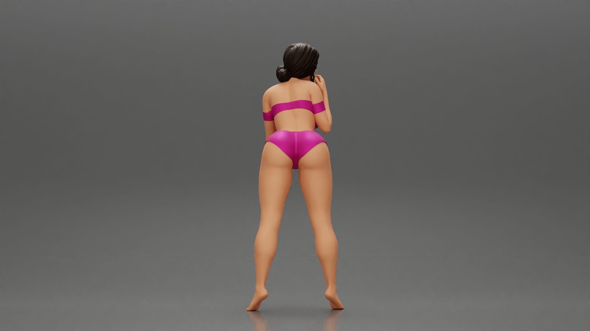 Attractive girl in bikini Leaning on the Car 3D print model_2