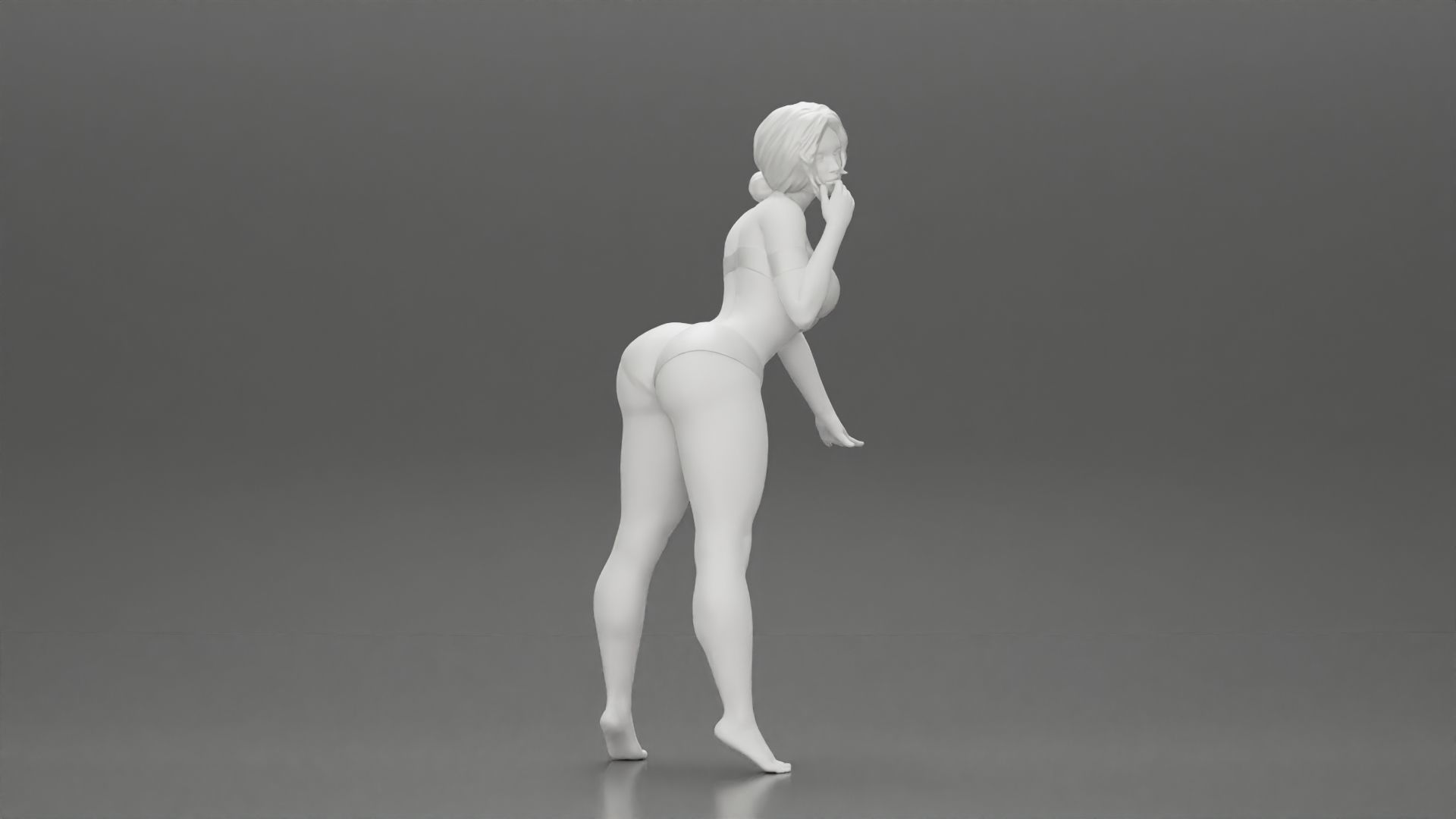 Attractive girl in bikini Leaning on the Car 3D print model_7