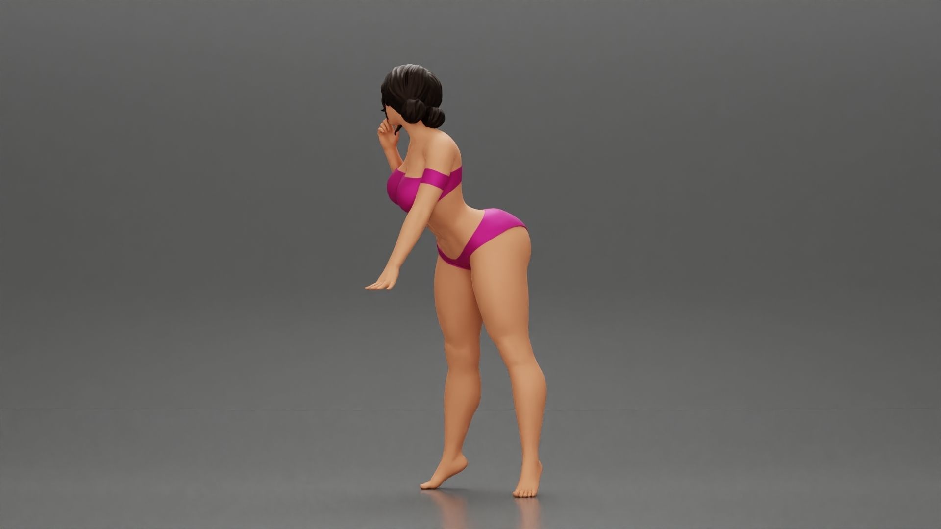 Attractive girl in bikini Leaning on the Car 3D print model_4