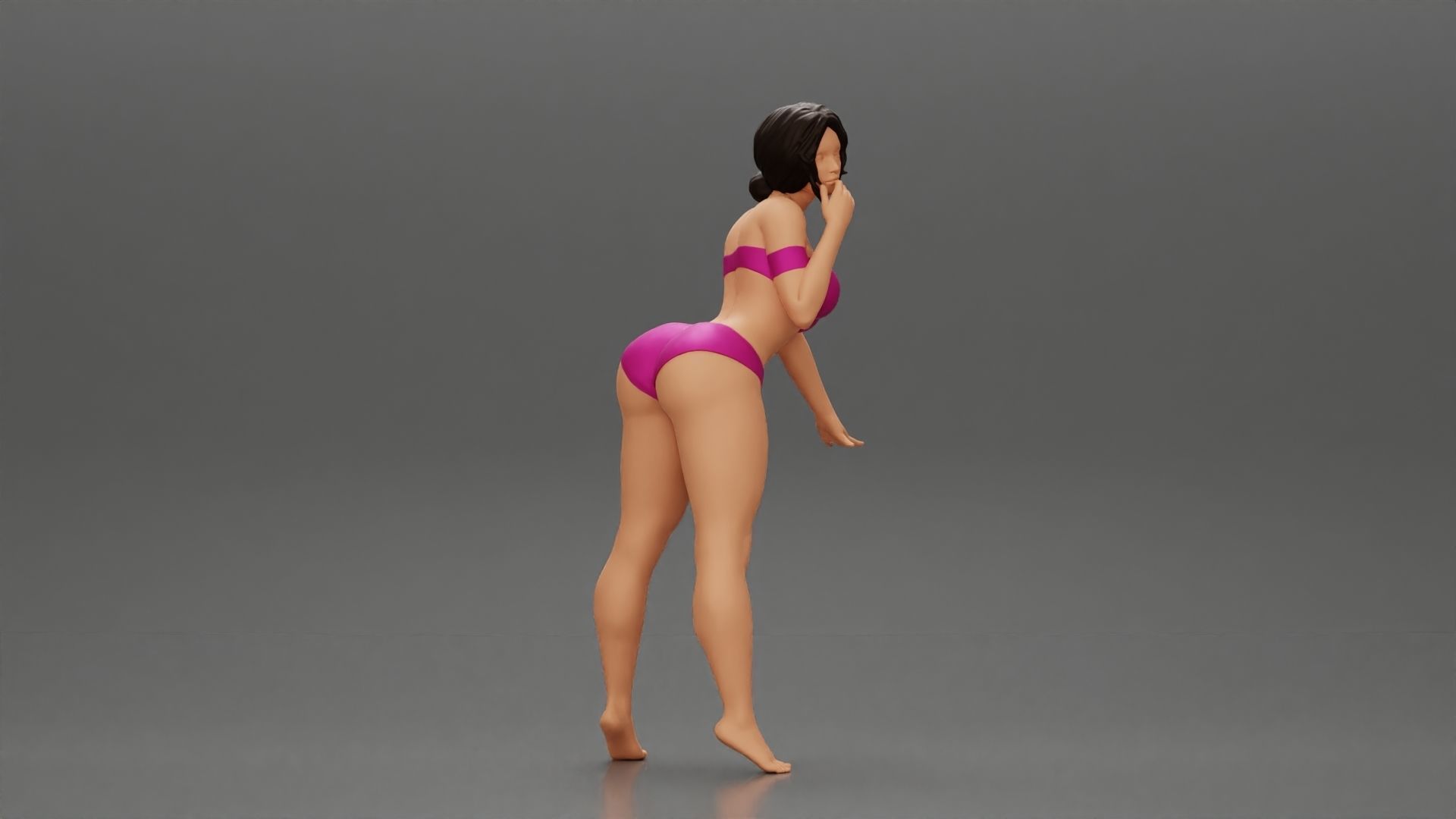 Attractive girl in bikini Leaning on the Car 3D print model_1