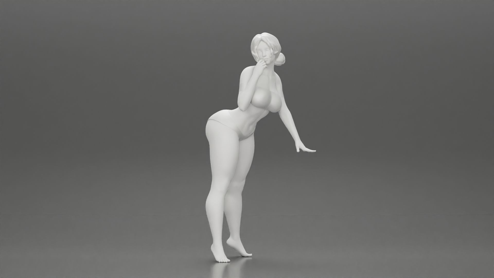 Attractive girl in bikini Leaning on the Car 3D print model_6