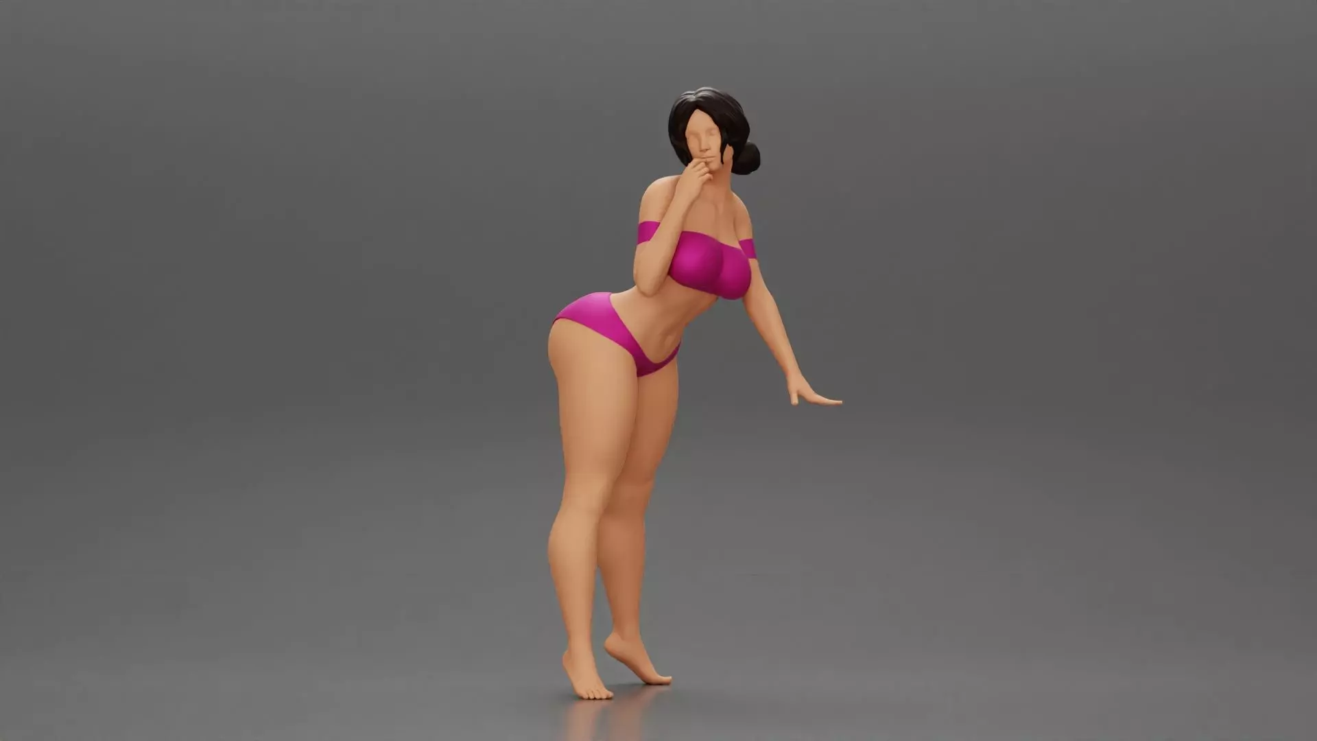 Attractive girl in bikini Leaning on the Car 3D print model_0