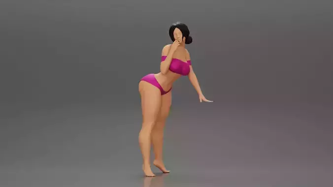 Attractive girl in bikini Leaning on the Car