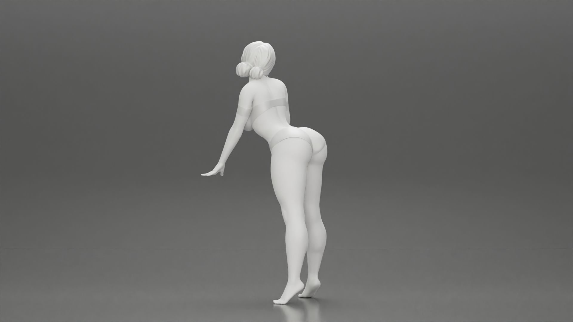 Attractive girl in bikini Leaning on the Car 3D print model_9