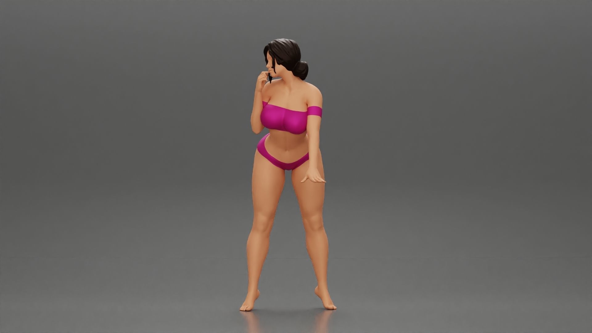 Attractive girl in bikini Leaning on the Car 3D print model_5