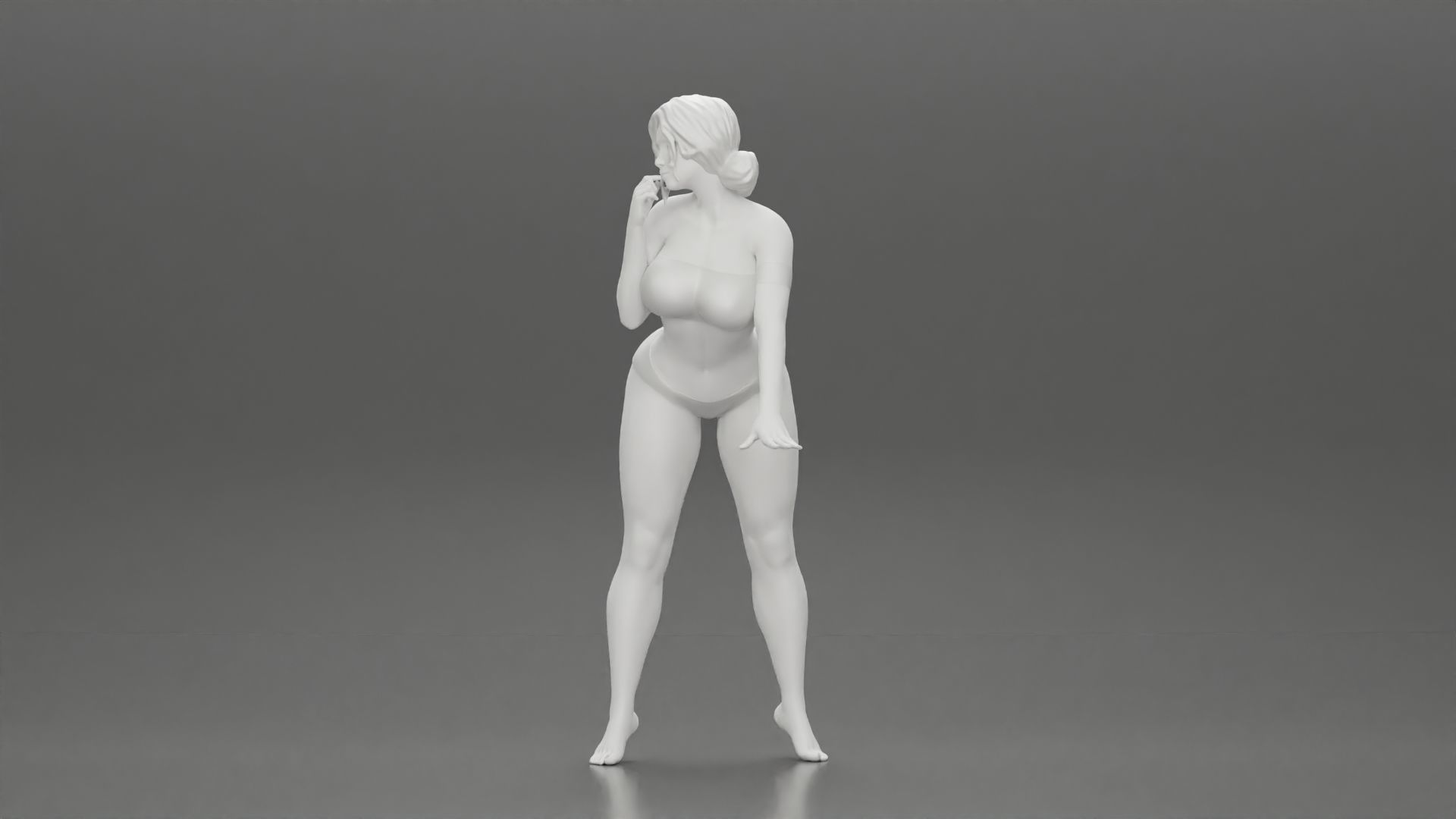 Attractive girl in bikini Leaning on the Car 3D print model_11