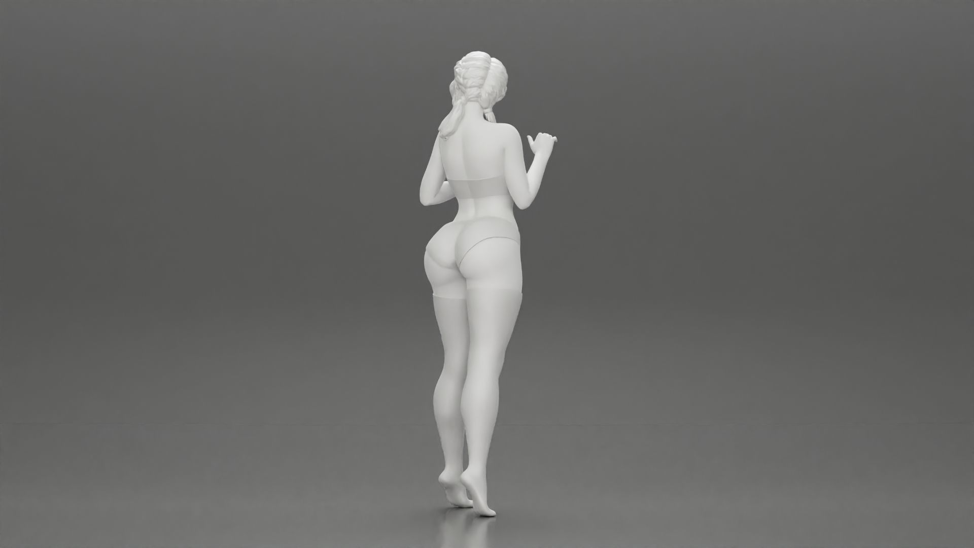 Attractive girl in bikini and stockings Leaning Against car 3D print model_10