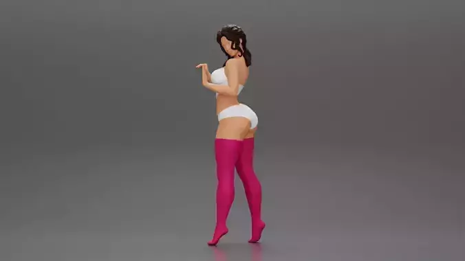 Attractive girl in bikini and stockings Leaning Against car