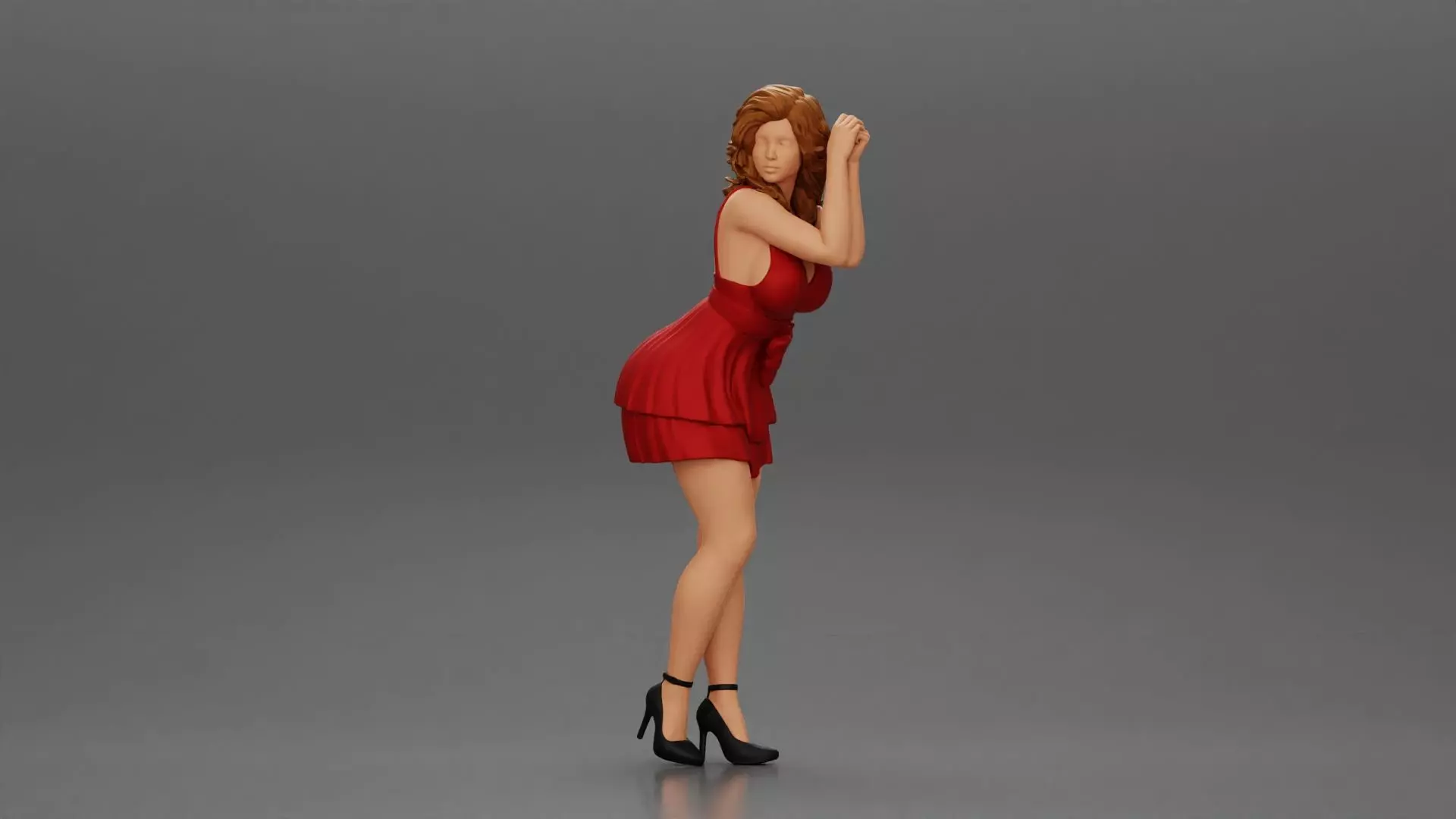 Attractive girl in dress robe Leaning Against car 3D print model